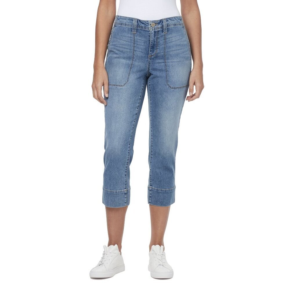 Bandolino Utility Relaxed Jean Capri Medium Wash Size 8